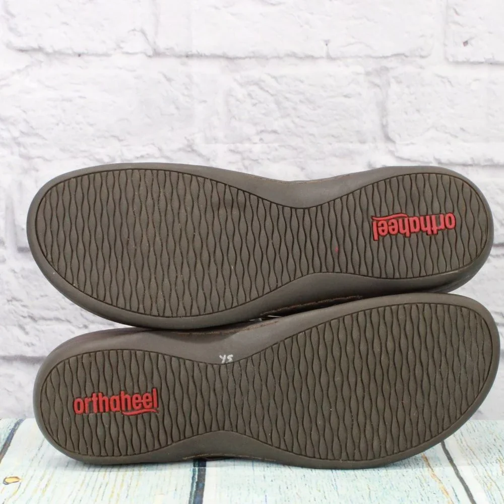 OrthaHeel Yolanda Brown Leather Flip Flop Orthotic Thong Sandals Size 11 - Picture 6 of 9